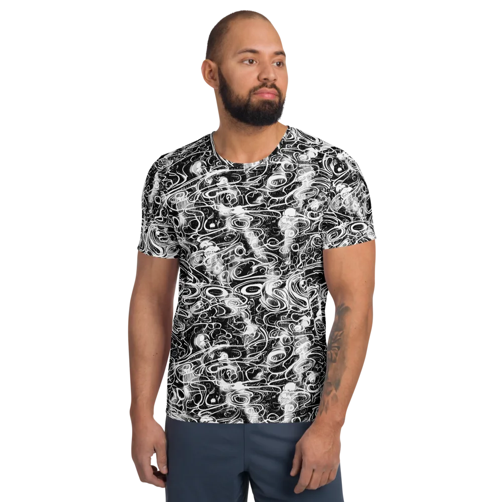 Graphite Whirlpool on Men's Athletic T-Shirt — Front