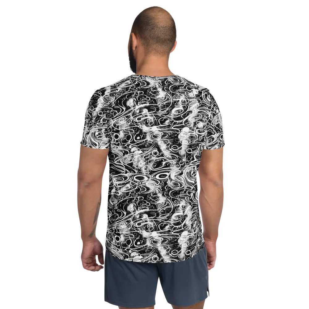 Graphite Whirlpool on Men's Athletic T-Shirt — Back