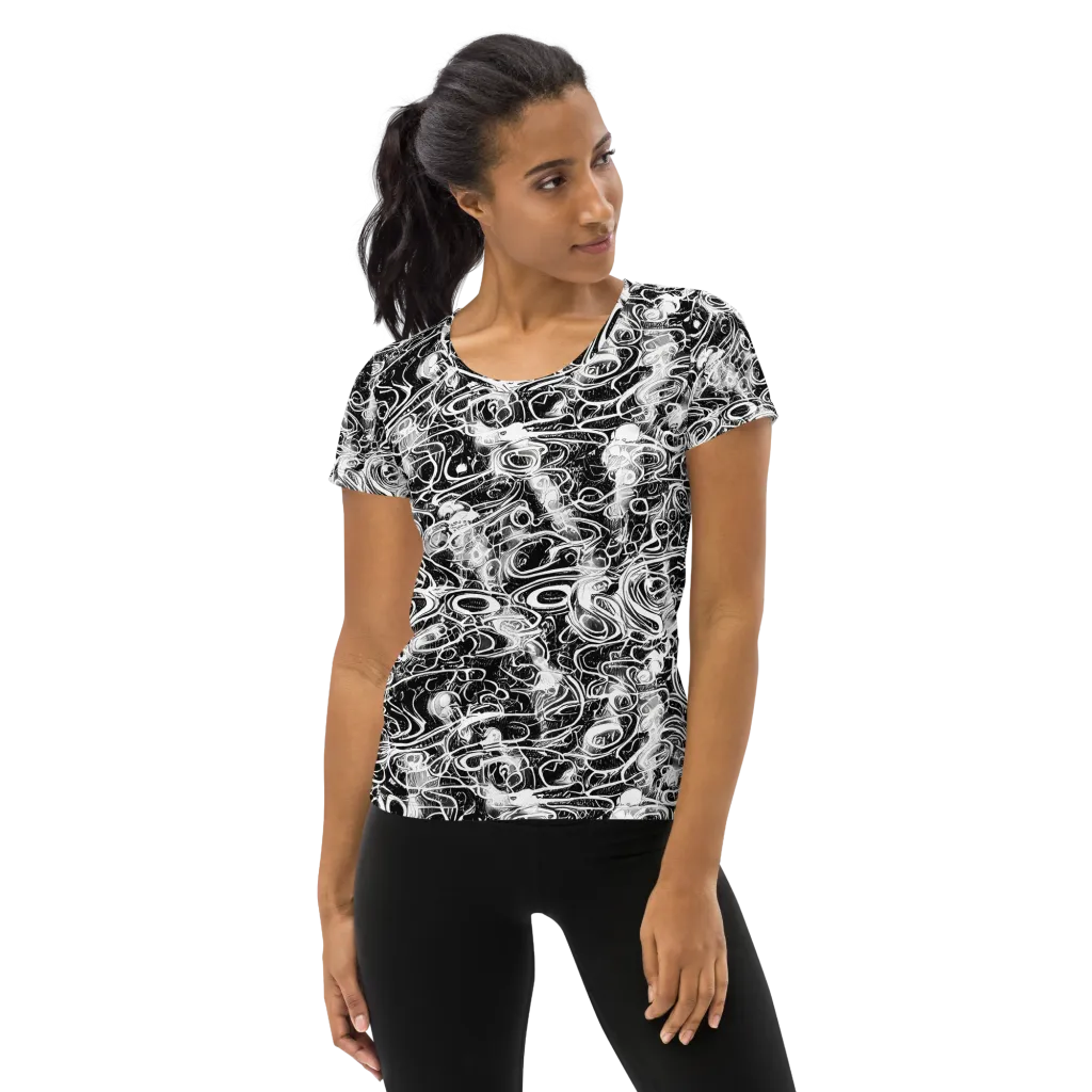 Graphite Whirlpool on Women's Athletic T-Shirt — Front