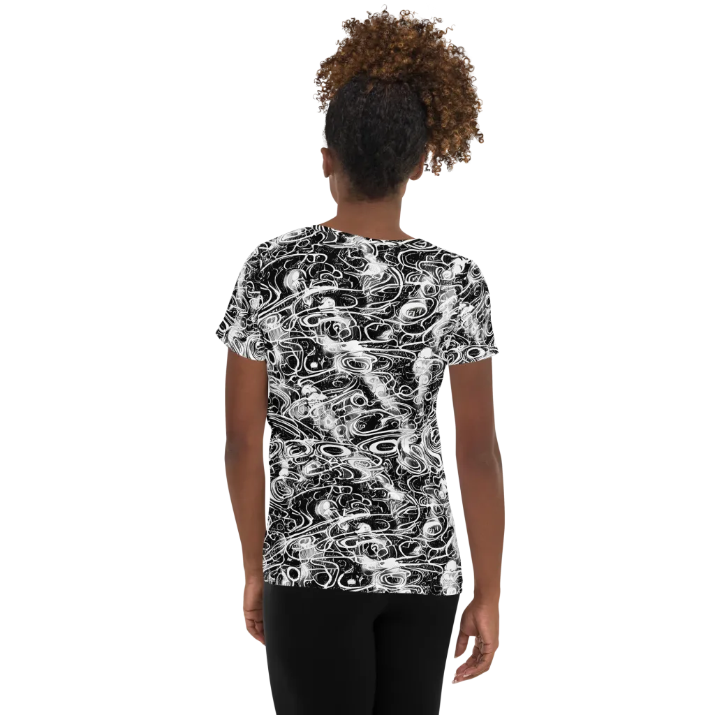 Graphite Whirlpool on Women's Athletic T-Shirt — Back