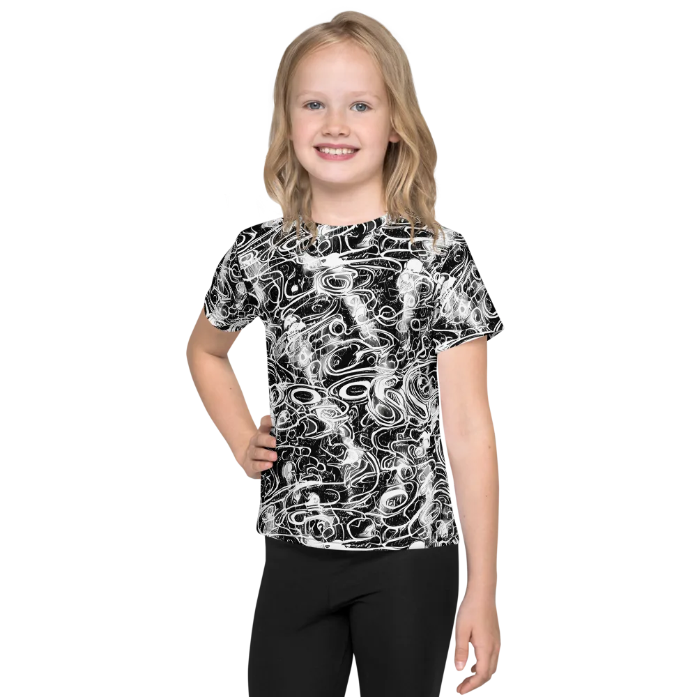 Graphite Whirlpool on Kids Crew Neck T-Shirt — Front