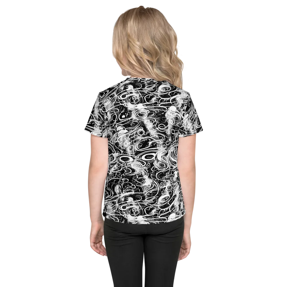 Graphite Whirlpool on Kids Crew Neck T-Shirt — Back