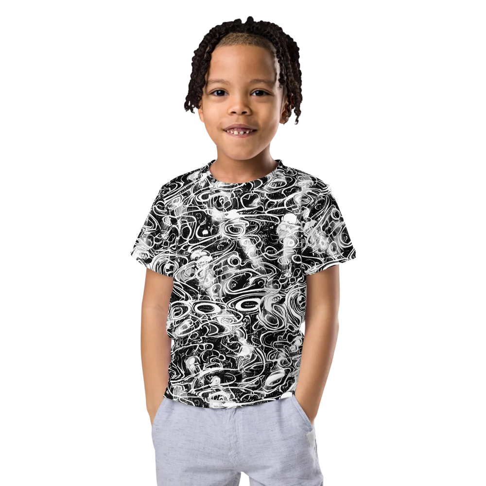 Graphite Whirlpool on Kids Crew Neck T-Shirt — Front