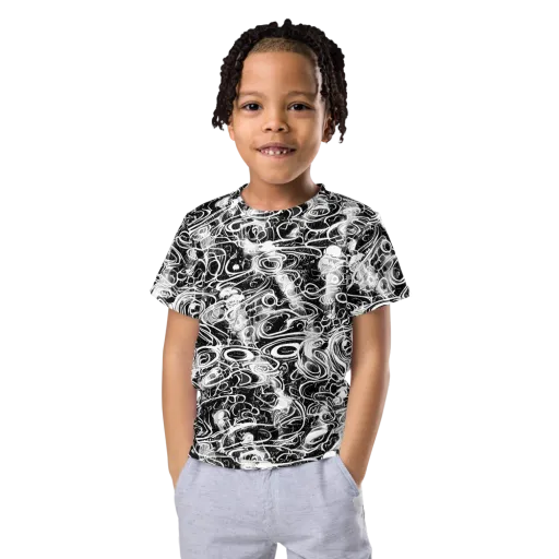 Graphite Whirlpool on a Kids Crew Neck T-Shirt