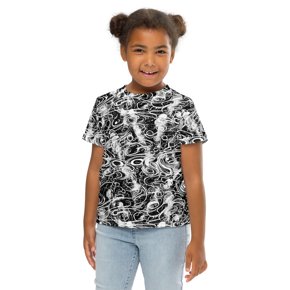 Graphite Whirlpool on Kids Crew Neck T-Shirt — Front