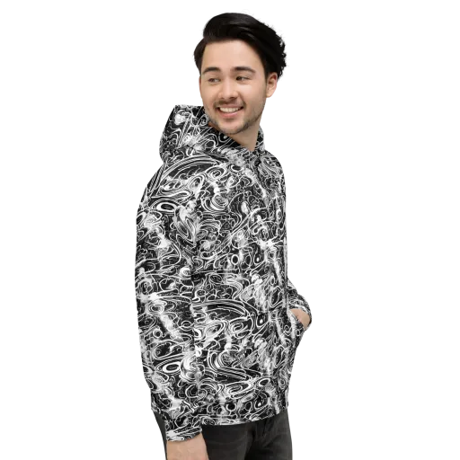 Graphite Whirlpool on a Hoodie