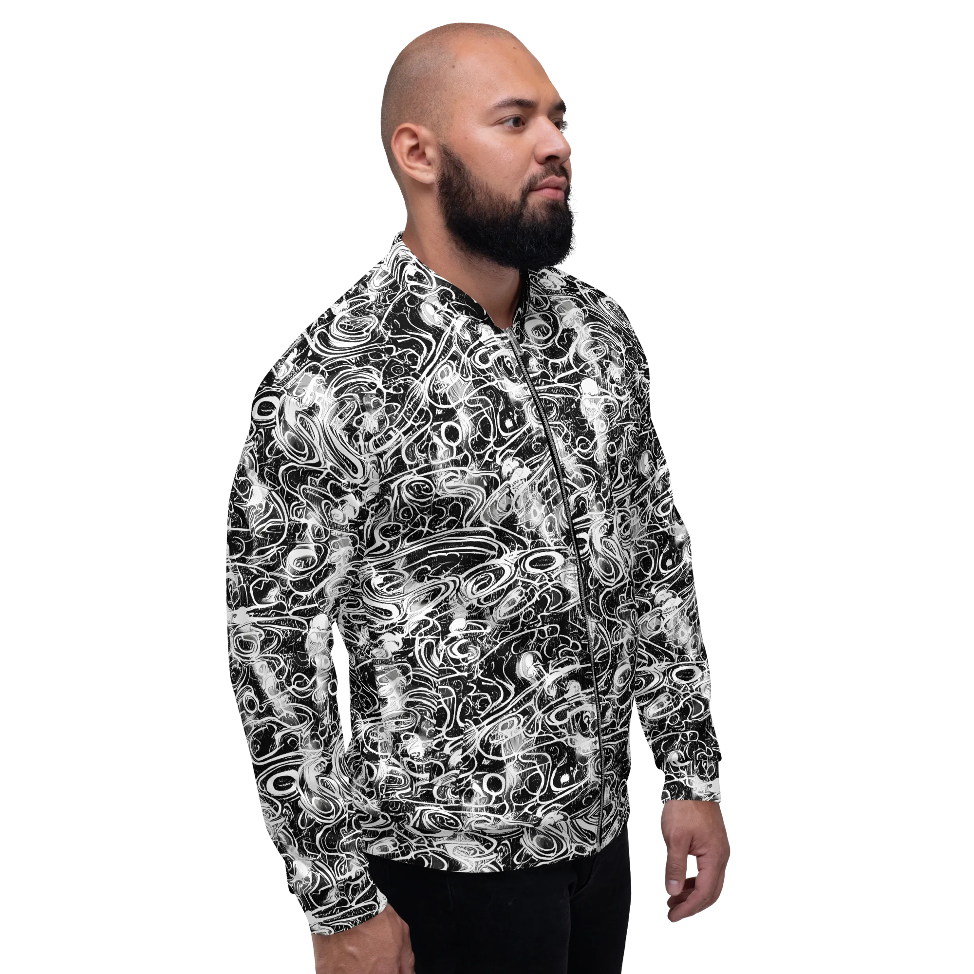 Graphite Whirlpool on Bomber Jacket — Right