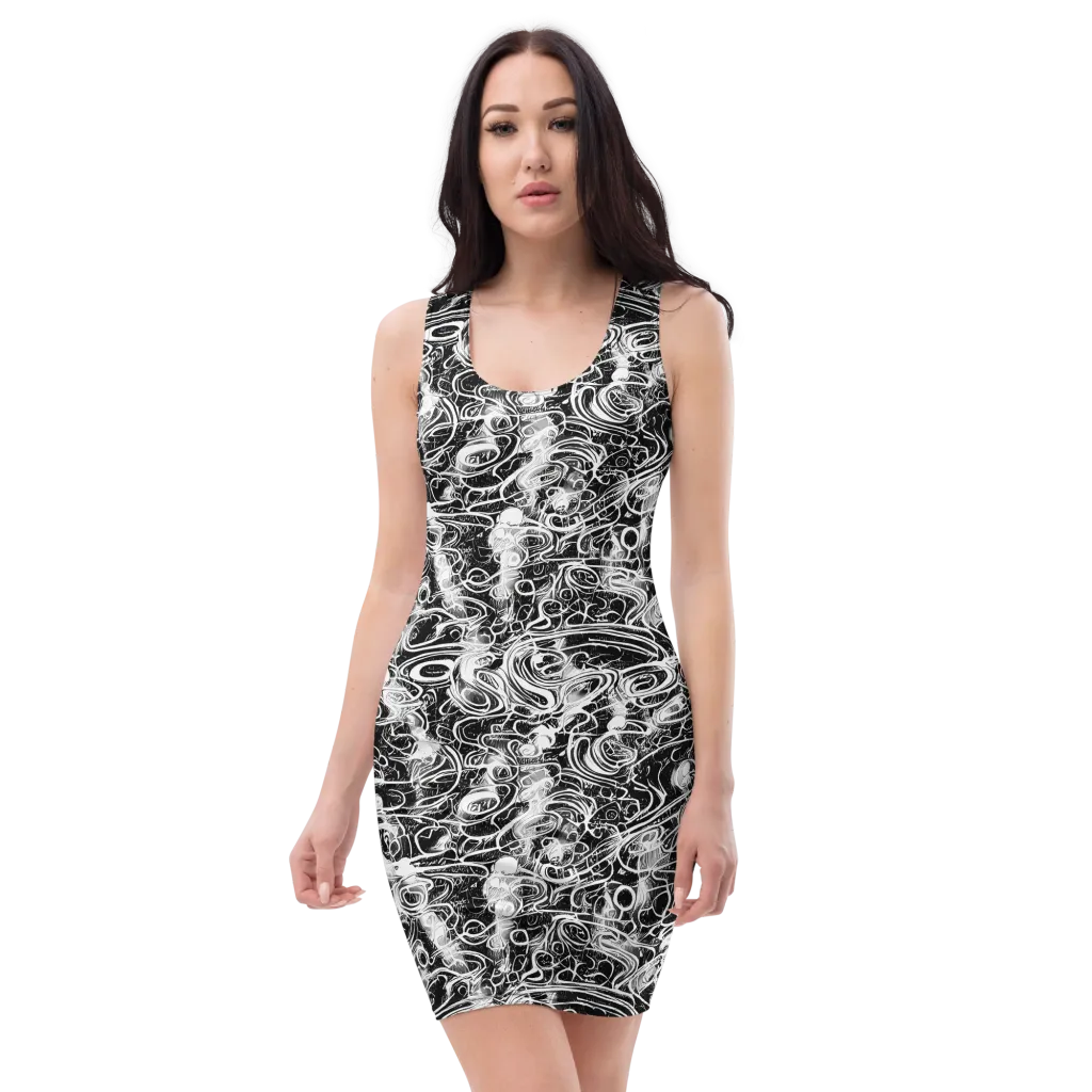 Graphite Whirlpool on Bodycon Dress — Front