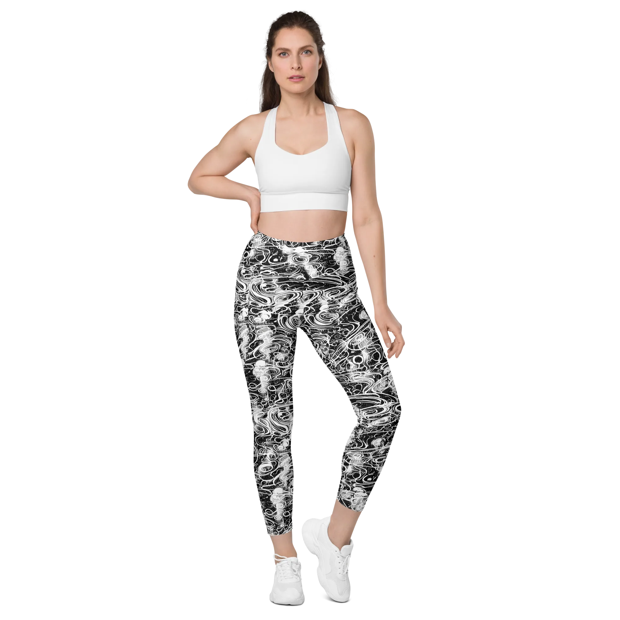 Graphite Whirlpool on Leggings with Pockets — Front