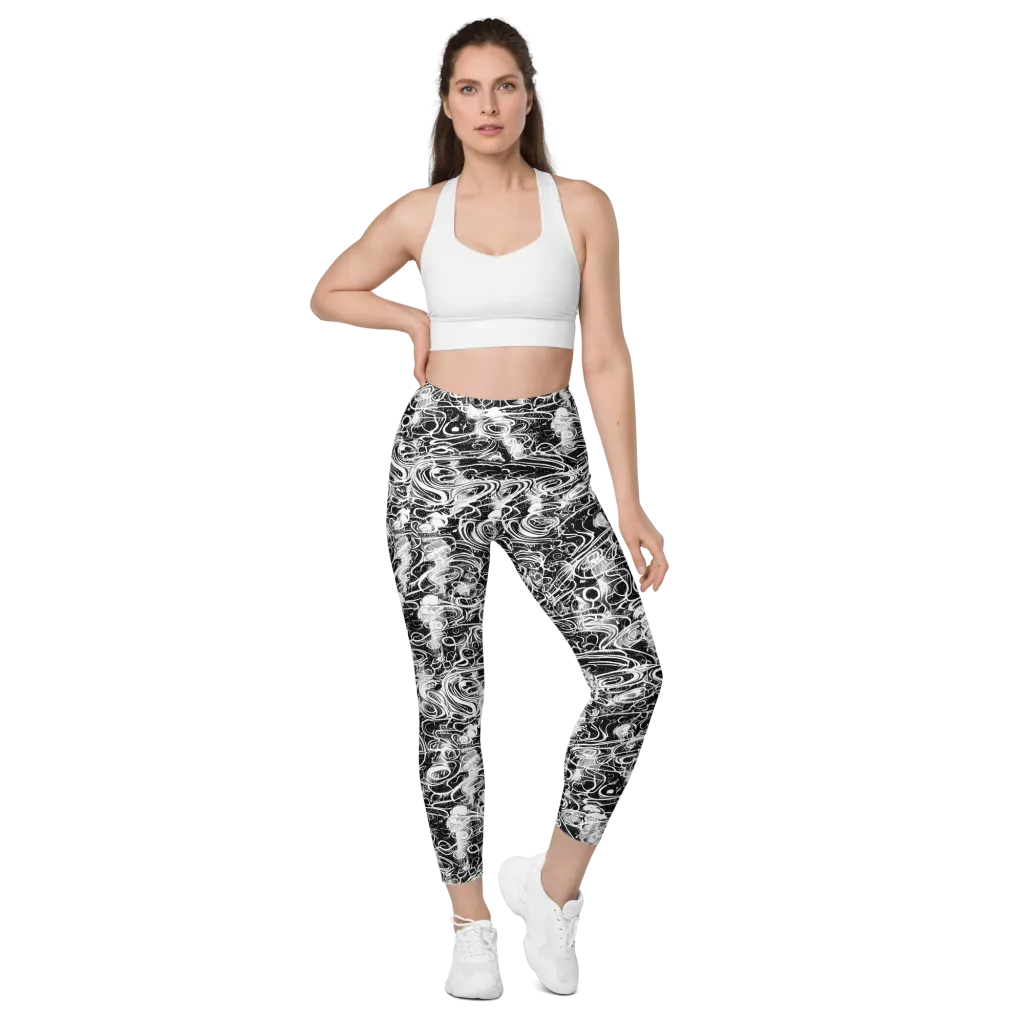 Graphite Whirlpool on Leggings with Pockets — Front