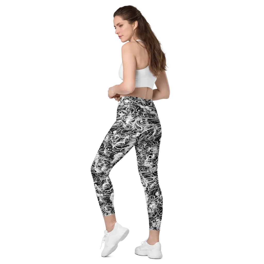 Graphite Whirlpool on Leggings with Pockets — Left Back