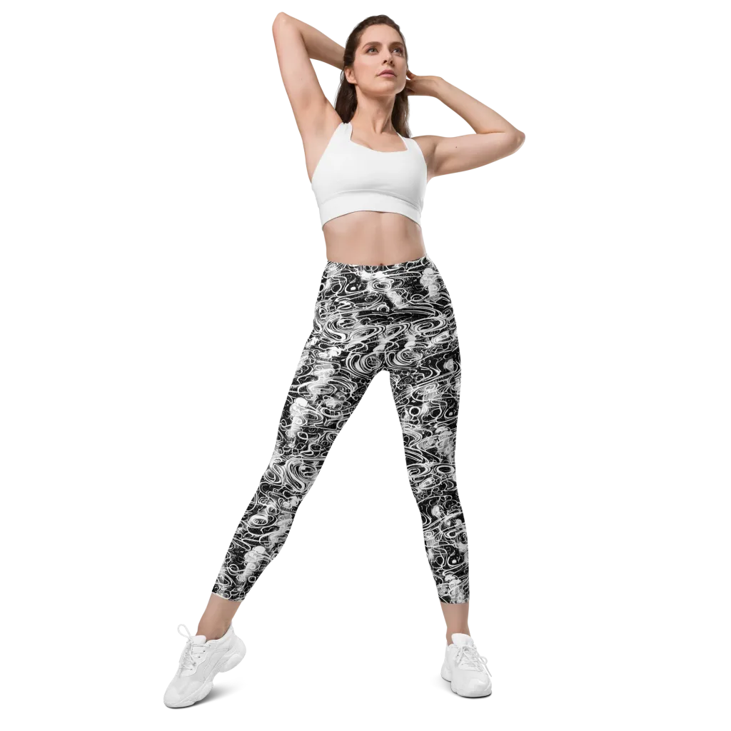 Graphite Whirlpool on Leggings with Pockets — Front