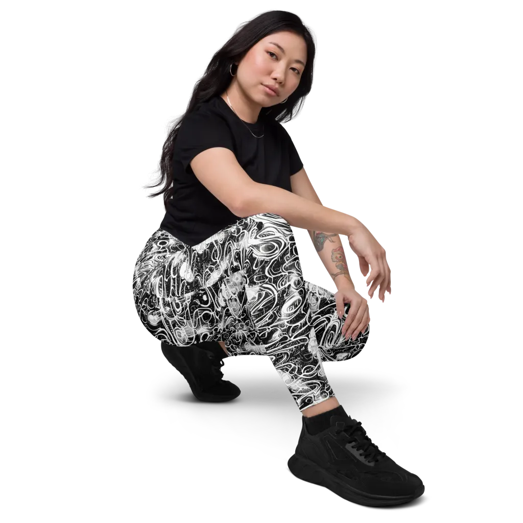 Graphite Whirlpool on Leggings with Pockets — Right Front