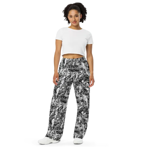 Graphite Whirlpool on a Wide-Leg Pants