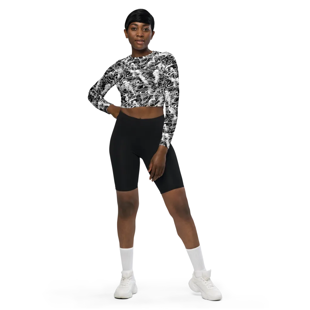 Graphite Whirlpool on Long Sleeve Crop Top — Front
