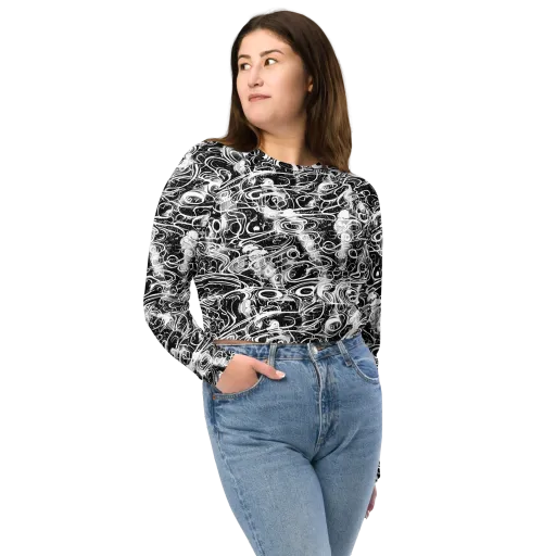 Graphite Whirlpool on a Long Sleeve Crop Top
