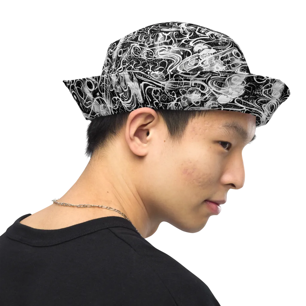 Graphite Whirlpool on Reversible Bucket Hat — Right Outside