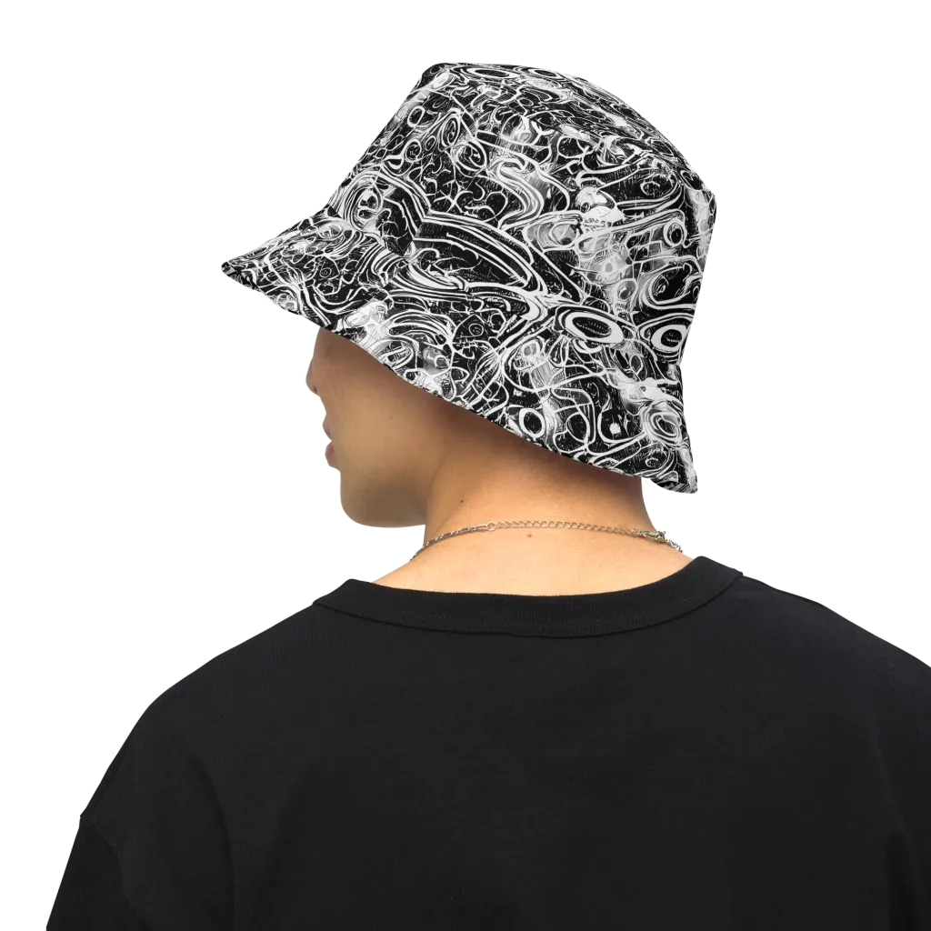 Graphite Whirlpool on Reversible Bucket Hat — Back Inside