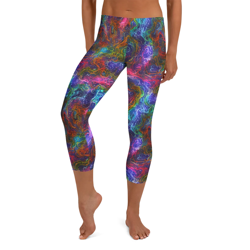 Kaleidoscope Afterdark on Capri Leggings — Front