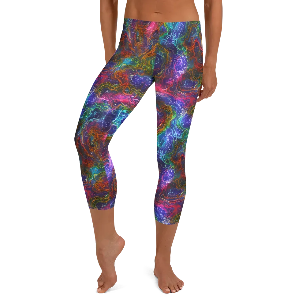 Kaleidoscope Afterdark on Capri Leggings — Front