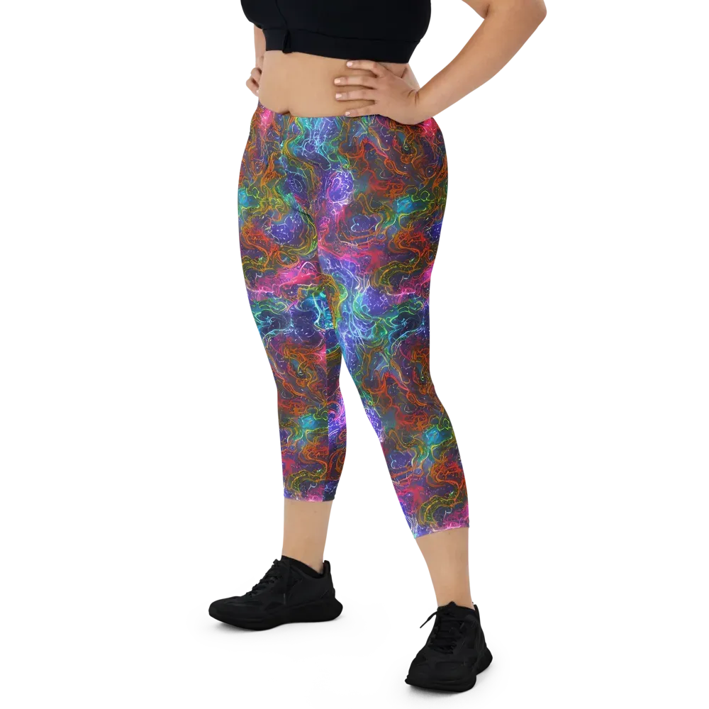 Kaleidoscope Afterdark on Capri Leggings — Front