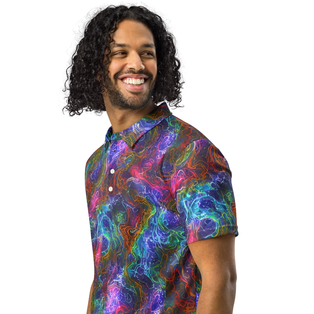 Kaleidoscope Afterdark on Men's Slim Fit Polo Shirt — Left Front