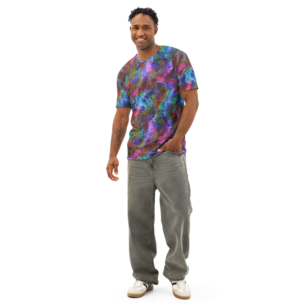 Kaleidoscope Afterdark on Men's Cotton Crew Neck T-Shirt — Front