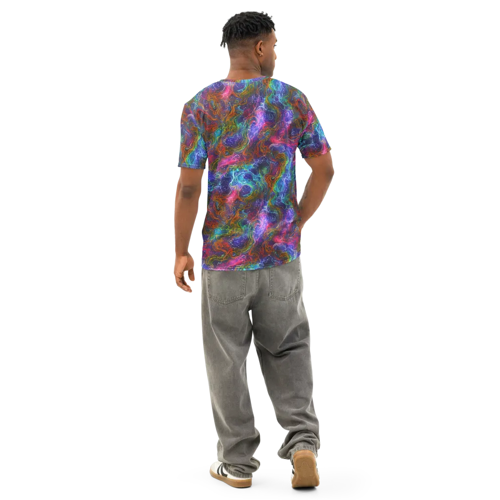 Kaleidoscope Afterdark on Men's Cotton Crew Neck T-Shirt — Back