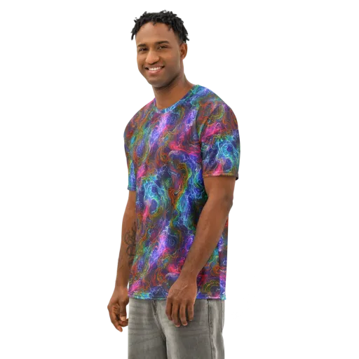 Kaleidoscope Afterdark on a Men's Cotton Crew Neck T-Shirt