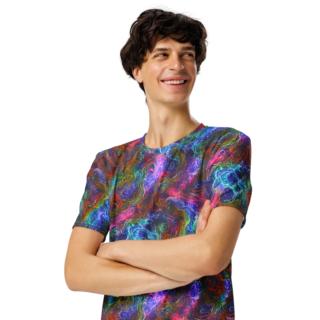 Kaleidoscope Afterdark on Men's Crew Neck T-Shirt — Left Front