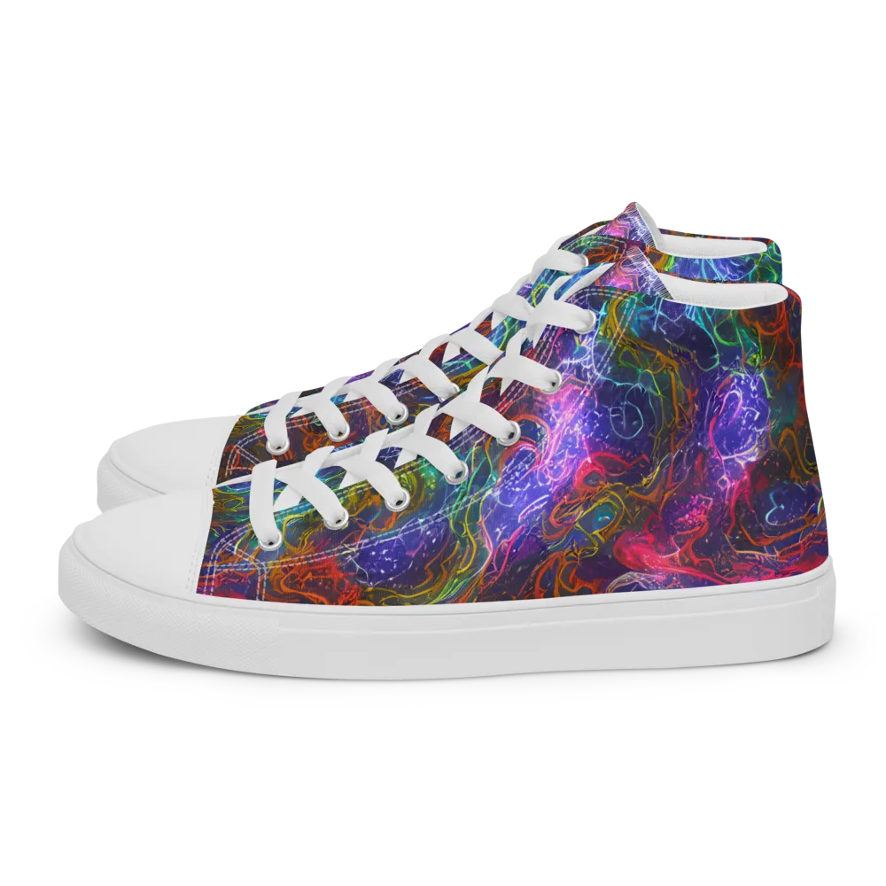Kaleidoscope Afterdark on Men's High Top Canvas Shoes — Left