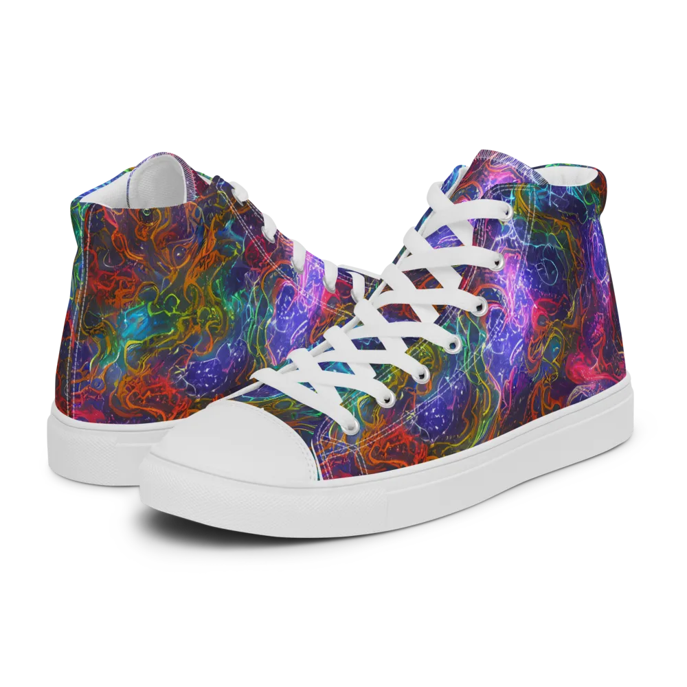 Kaleidoscope Afterdark on Men's High Top Canvas Shoes — Left