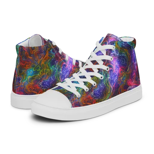 Kaleidoscope Afterdark on a Men's High Top Canvas Shoes