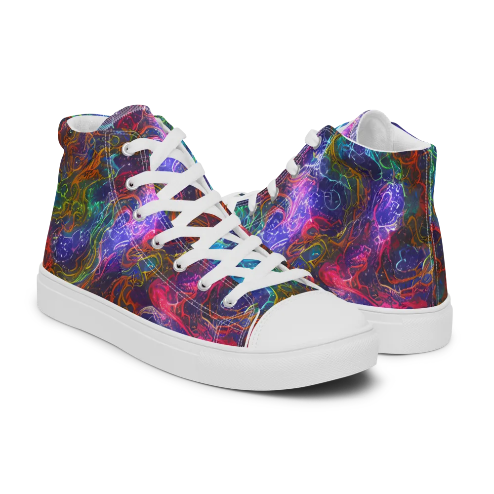 Kaleidoscope Afterdark on Men's High Top Canvas Shoes — Right