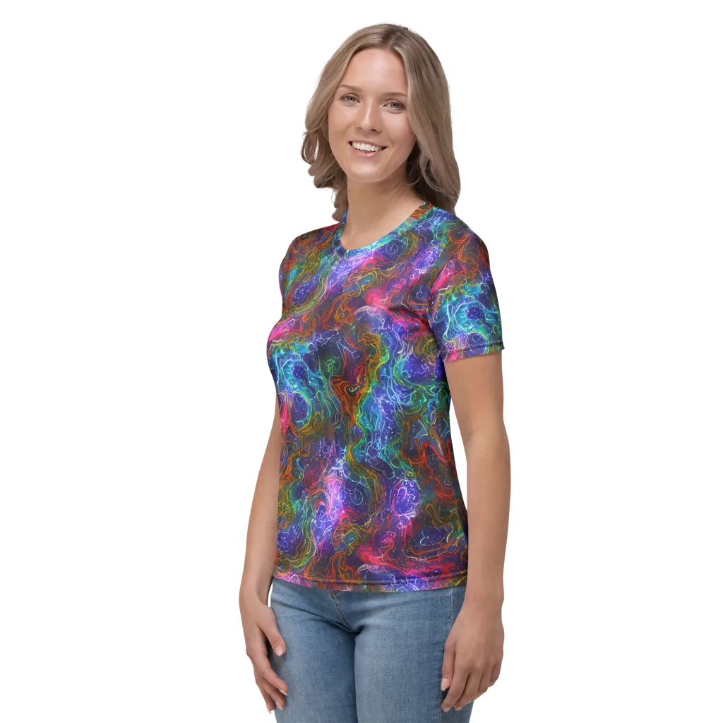 Kaleidoscope Afterdark on Women's Crew Neck T-Shirt — Left