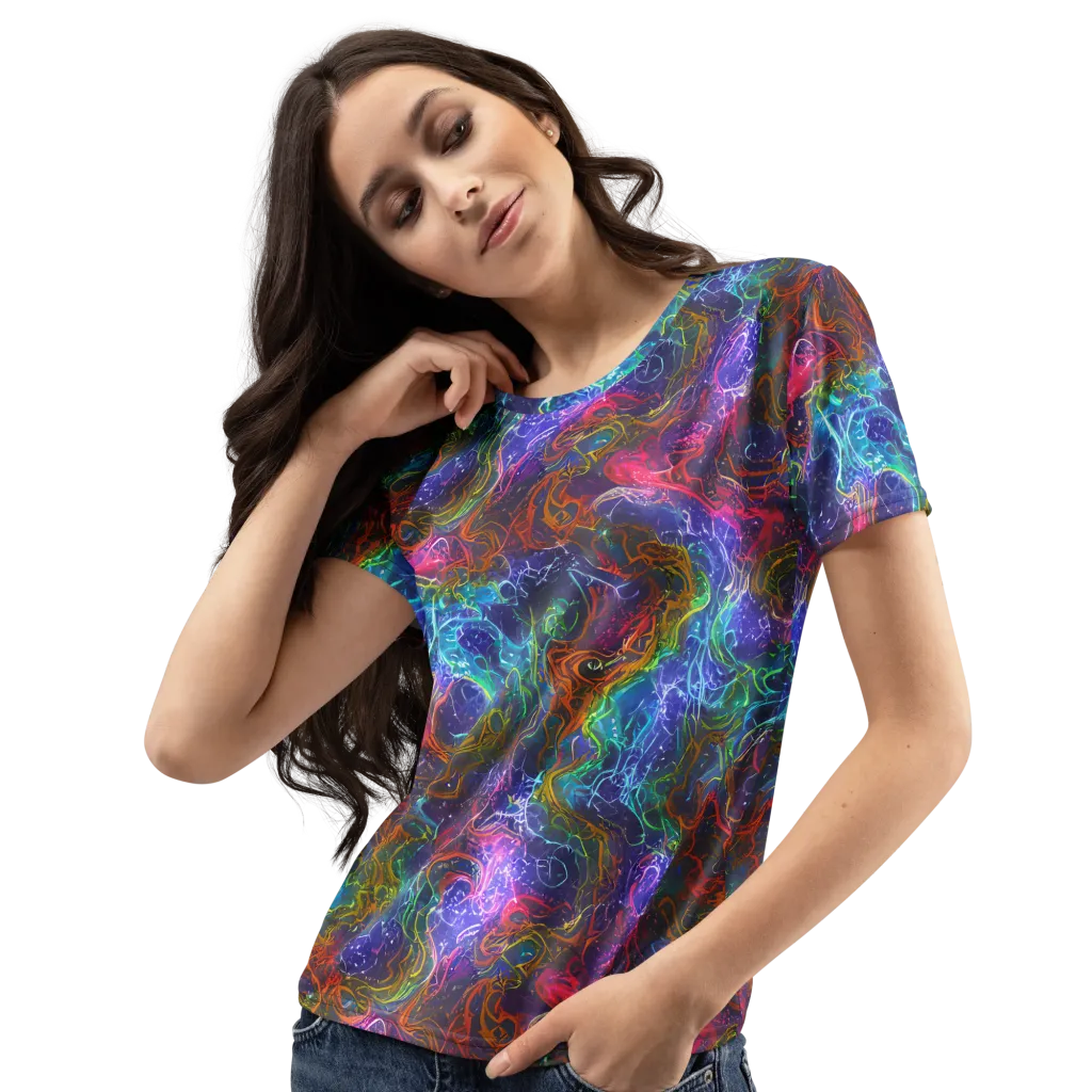 Kaleidoscope Afterdark on Women's Crew Neck T-Shirt — Left Front