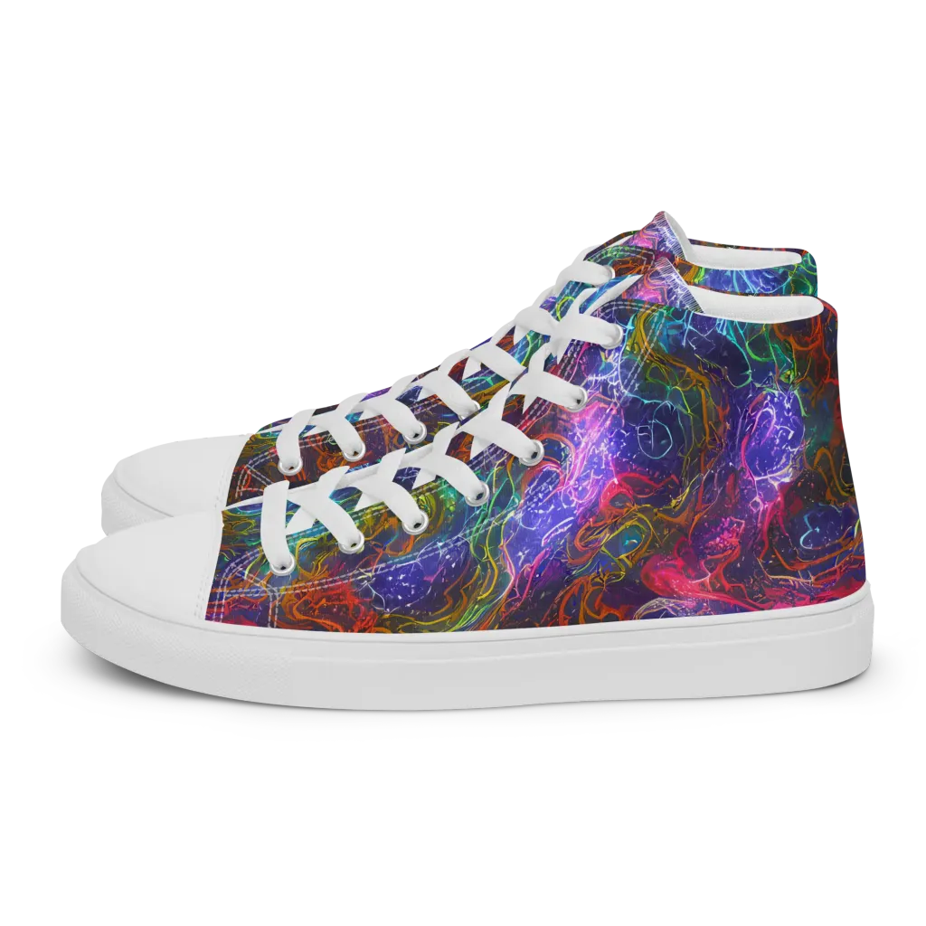 Kaleidoscope Afterdark on Women's High Top Canvas Shoes — Left