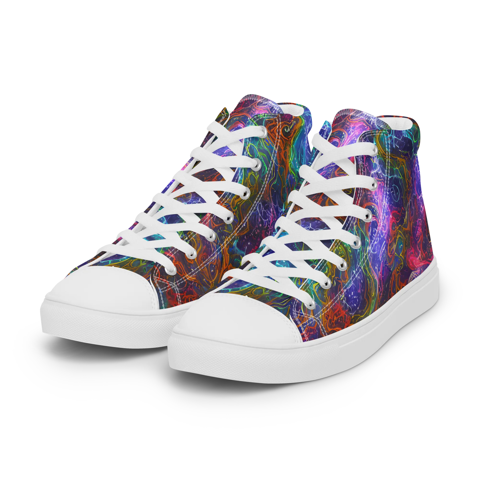 Kaleidoscope Afterdark on Women's High Top Canvas Shoes — Left Front