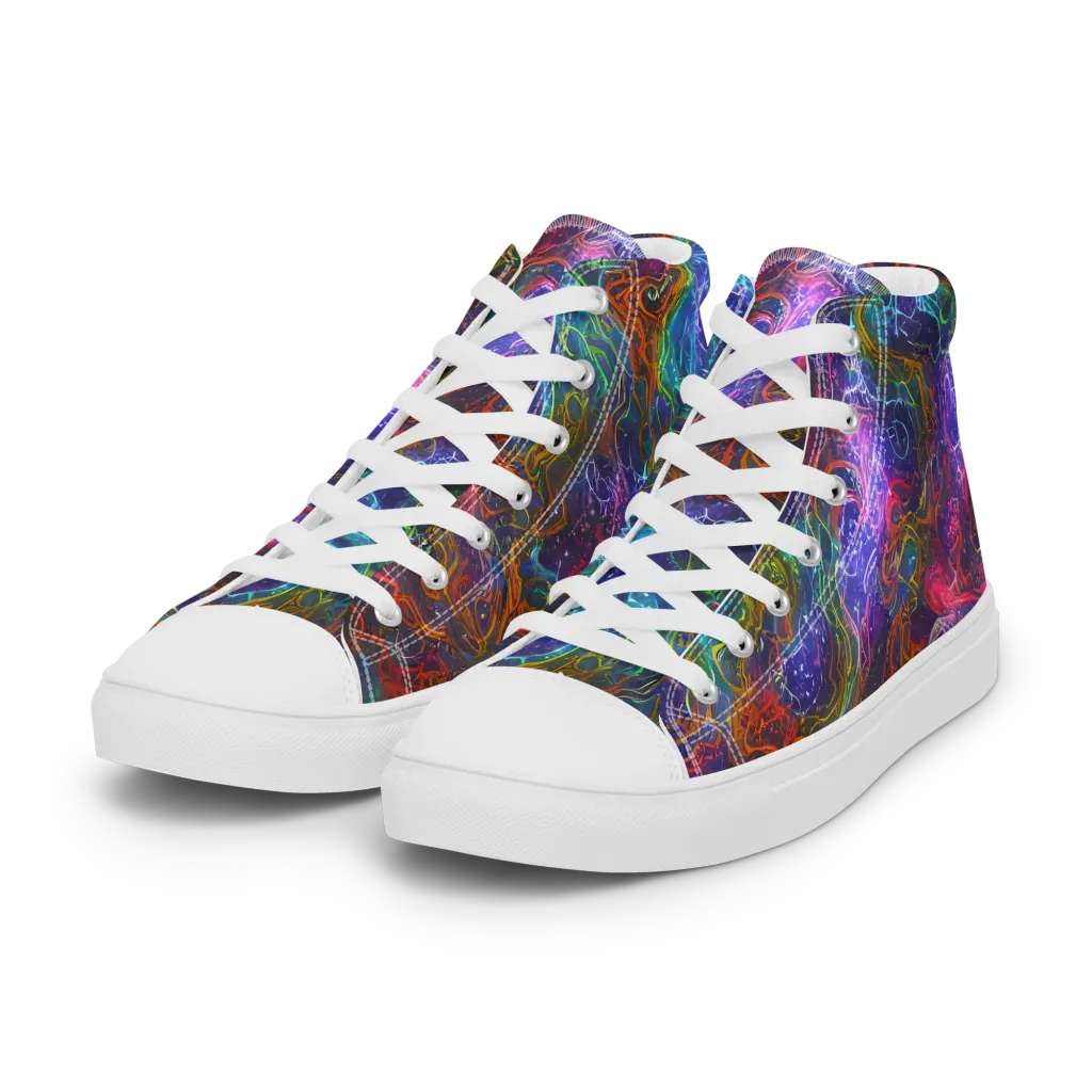 Kaleidoscope Afterdark on Women's High Top Canvas Shoes — Left Front