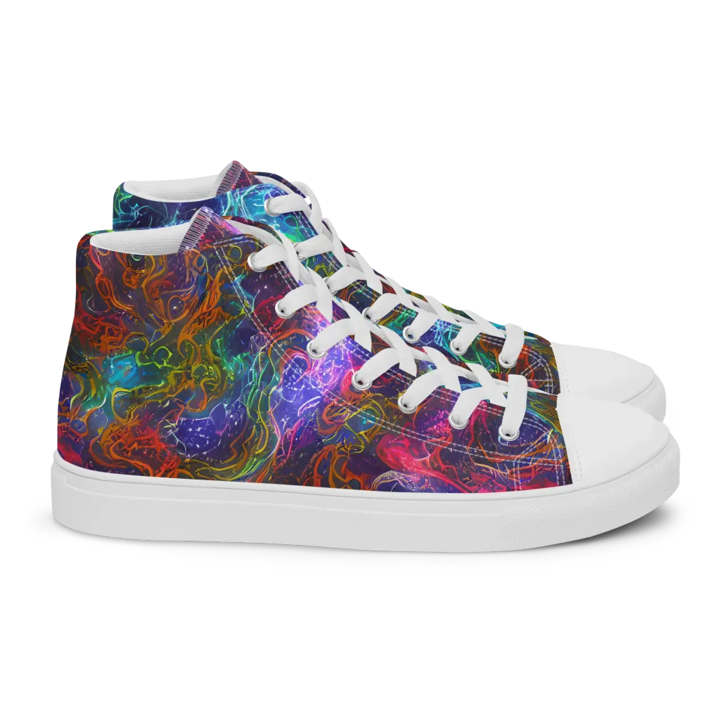 Kaleidoscope Afterdark on Women's High Top Canvas Shoes — Right