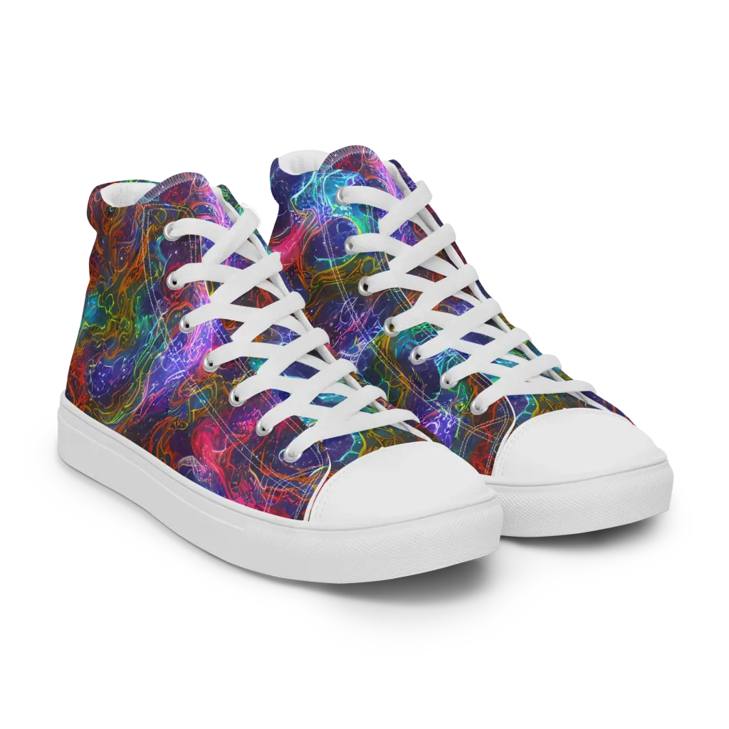 Kaleidoscope Afterdark on Women's High Top Canvas Shoes — Right Front