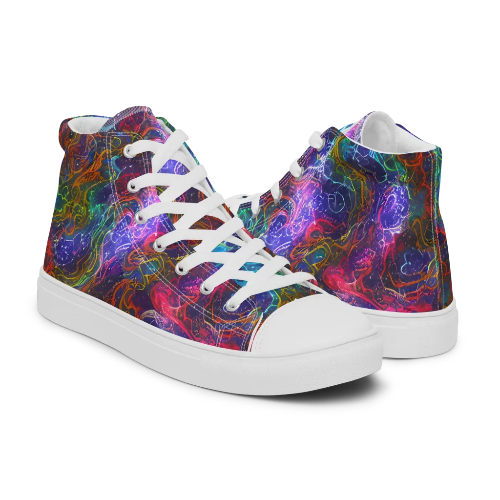 Kaleidoscope Afterdark on Women's High Top Canvas Shoes — Right