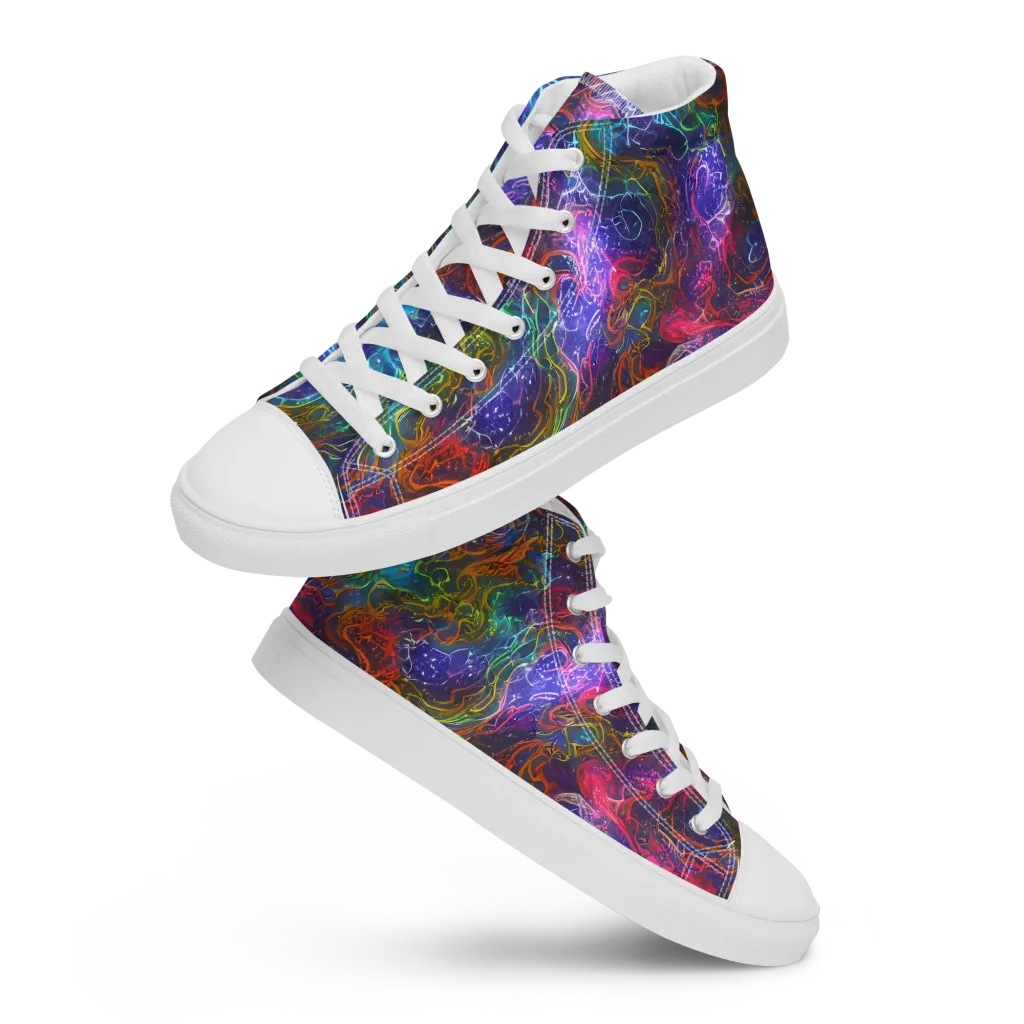 Kaleidoscope Afterdark on Women's High Top Canvas Shoes — Front