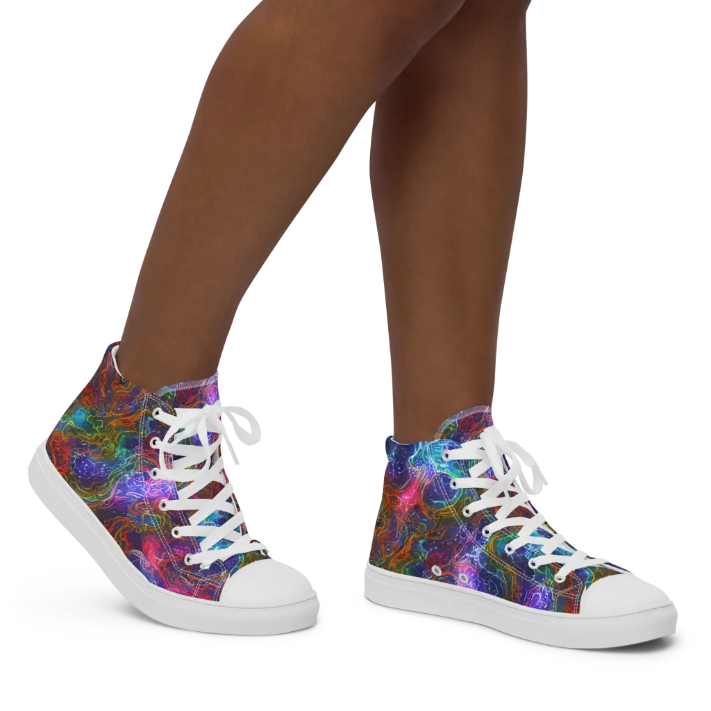 Kaleidoscope Afterdark on Women's High Top Canvas Shoes — Right