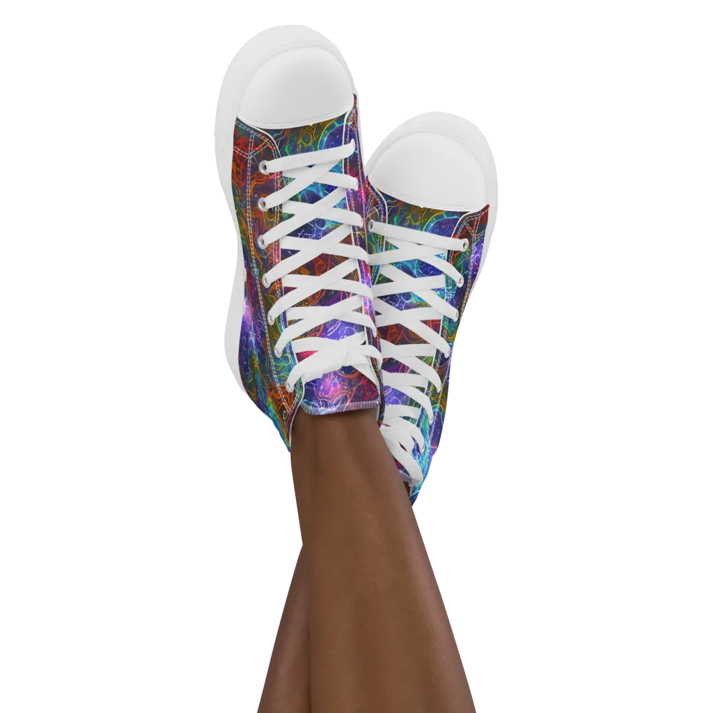 Kaleidoscope Afterdark on Women's High Top Canvas Shoes — Front