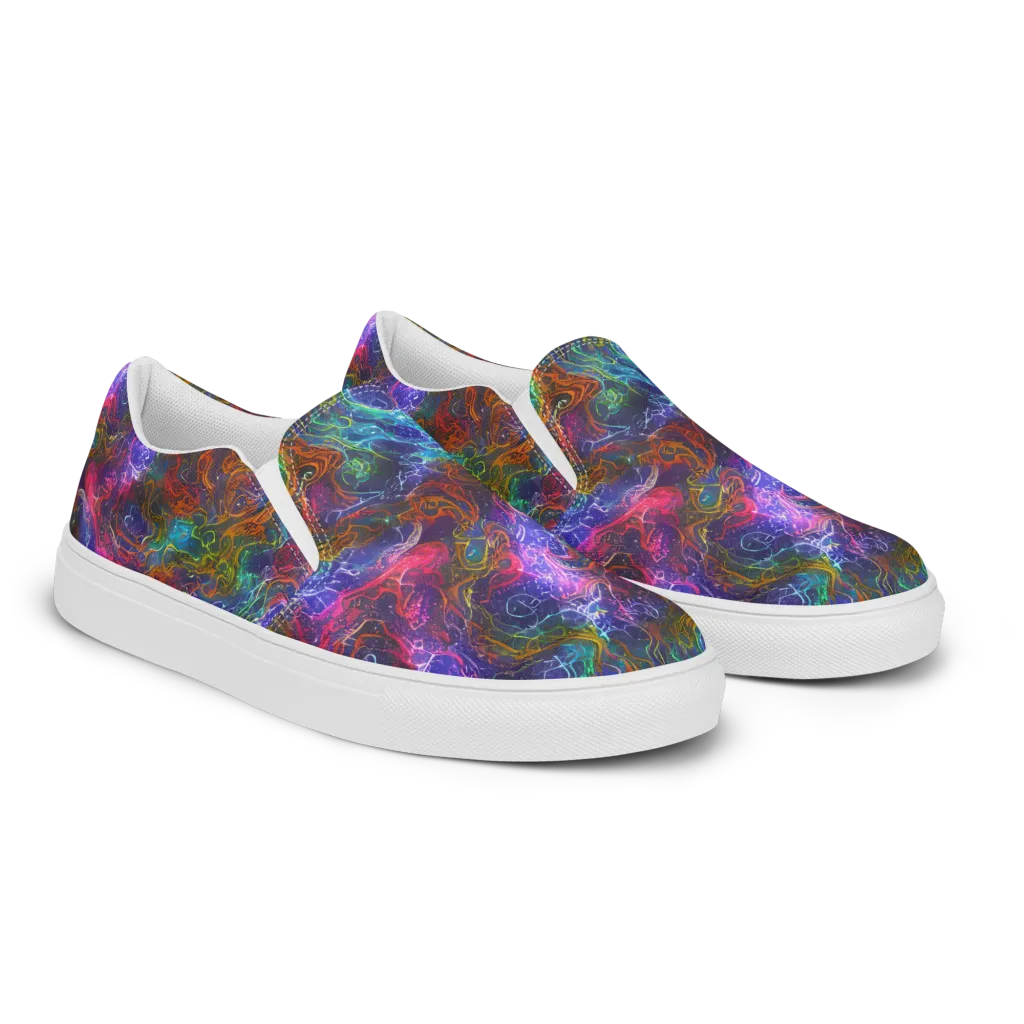 Kaleidoscope Afterdark on Men's Slip-On Canvas Shoes — Right Front