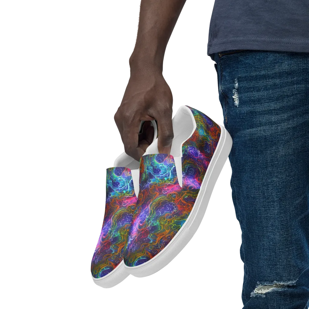 Kaleidoscope Afterdark on Men's Slip-On Canvas Shoes — Left Front