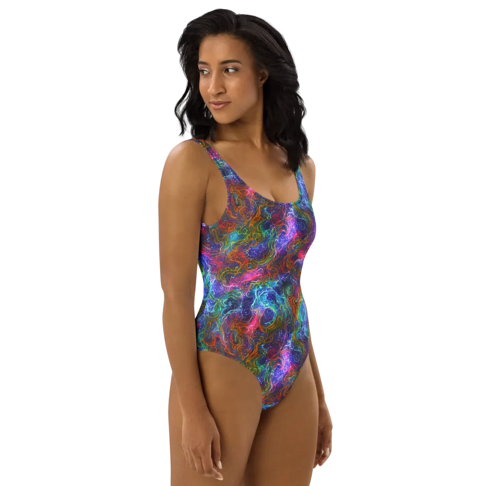 Kaleidoscope Afterdark on One-Piece Swimsuit — Right