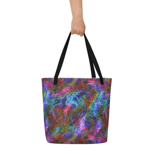 Kaleidoscope Afterdark on a Large Tote Bag W/ Pocket