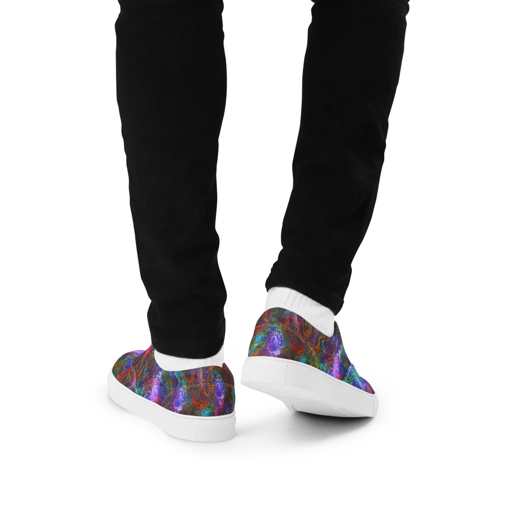 Kaleidoscope Afterdark on Men's Lace-Up Canvas Shoes — Back